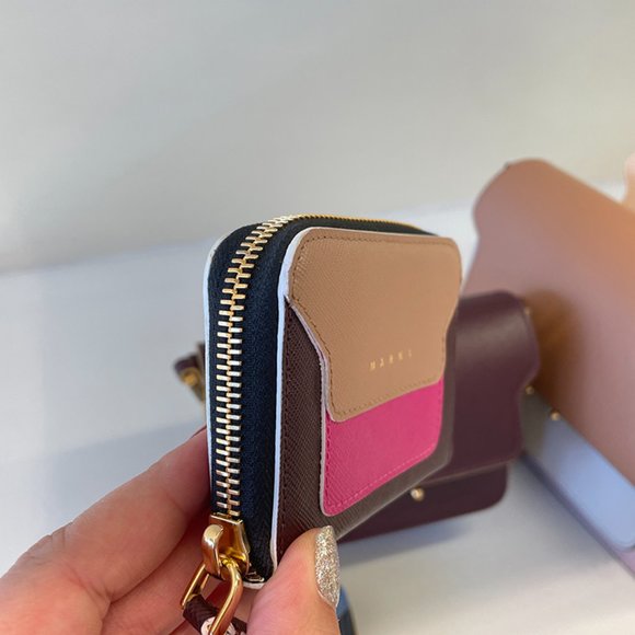 NWT MARNI LV520 SAFFIANO TWO TONE ZIP AROUND CARD CASE PFMOT02U14 Z093N - Picture 4 of 7